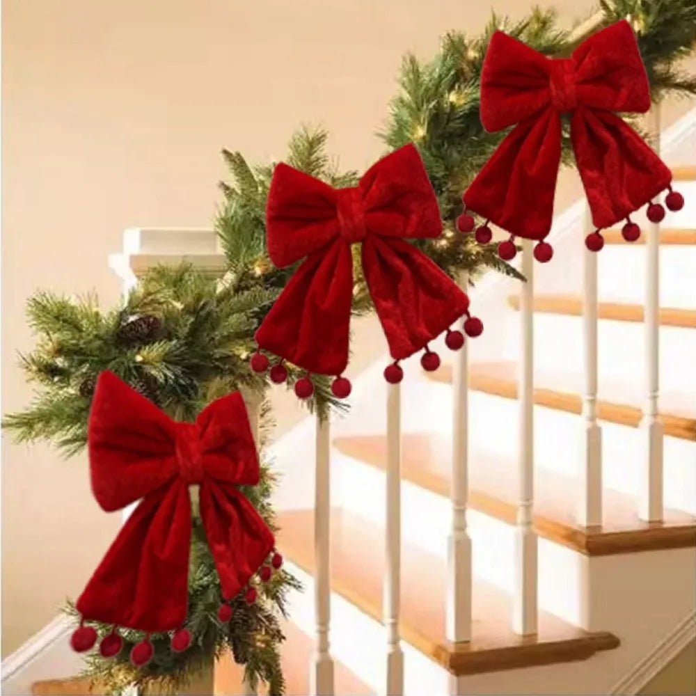 Red Fabric Christmas Bow Ornament – Tree, Wreath & Door Decor