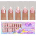 150pcs Glitter Press On Nails – Nude White French False Nails Press On Nails Nixie A-06-150PC