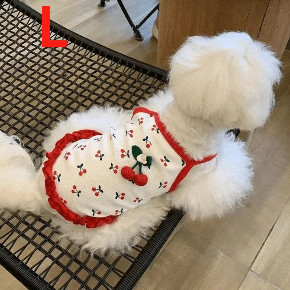 Breathable Cherry Dog Vest – Soft Pet Dress for Small Dogs Pet Dog Dress Nixie L