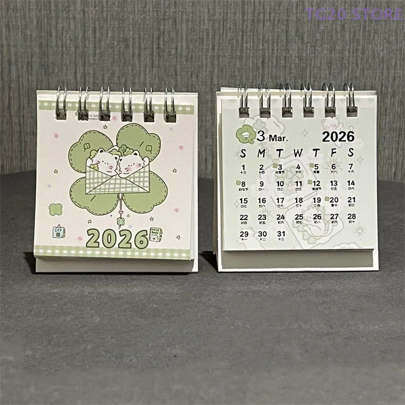 2026 Mini Desktop Calendar Lucky Cat Cute Desk Organizer Desktop Calendar Nixie