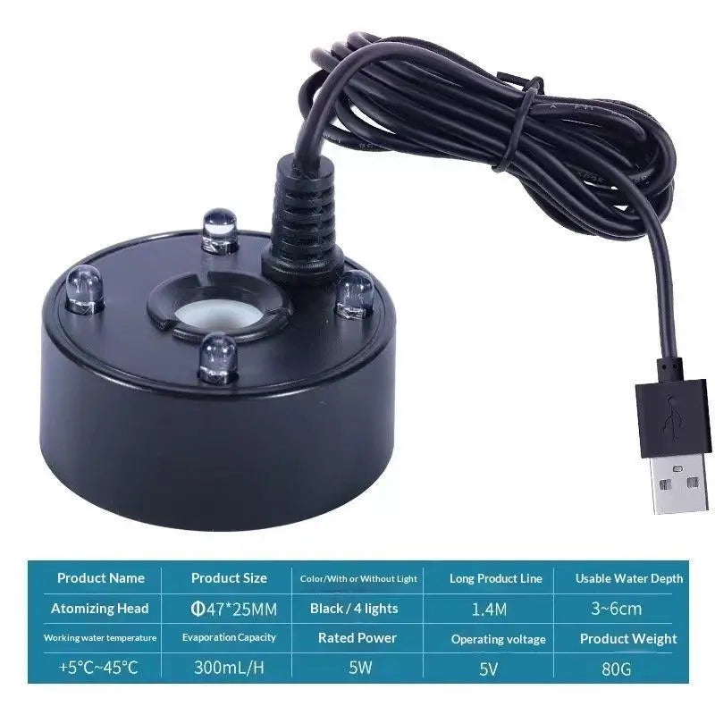 USB Ultrasonic Mist Maker Fogger with 4 LED Lights | Atomizer