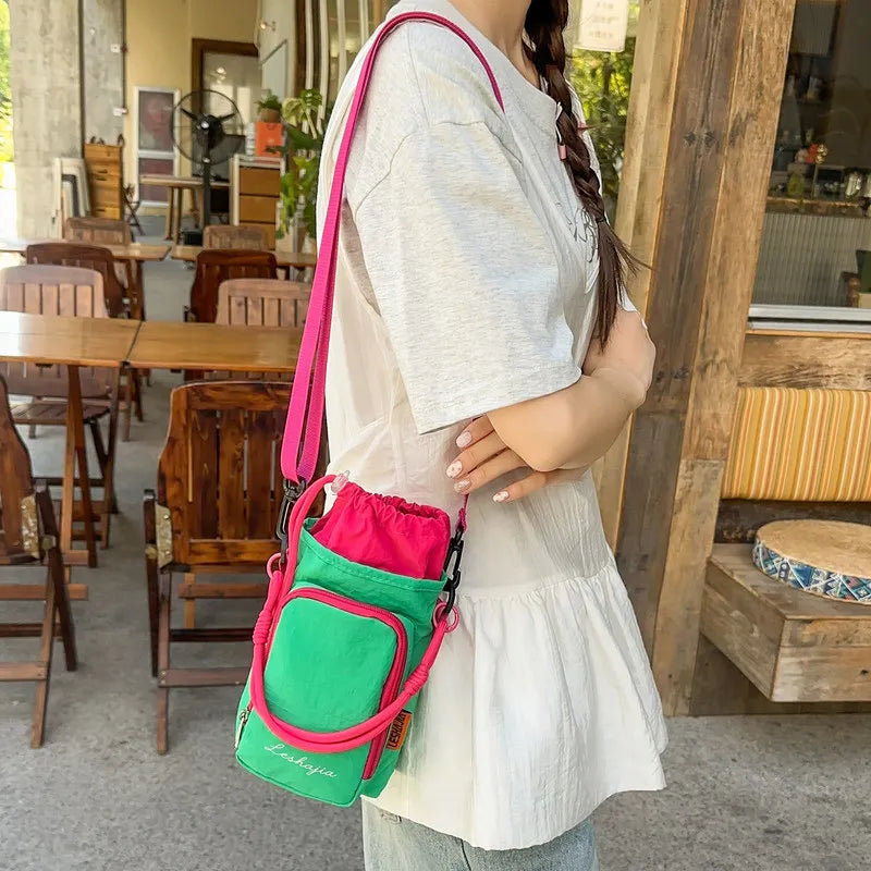 Nixie Korean Drawstring Crossbody Water Bottle Bag – Nylon Crossbody Bag Nixie