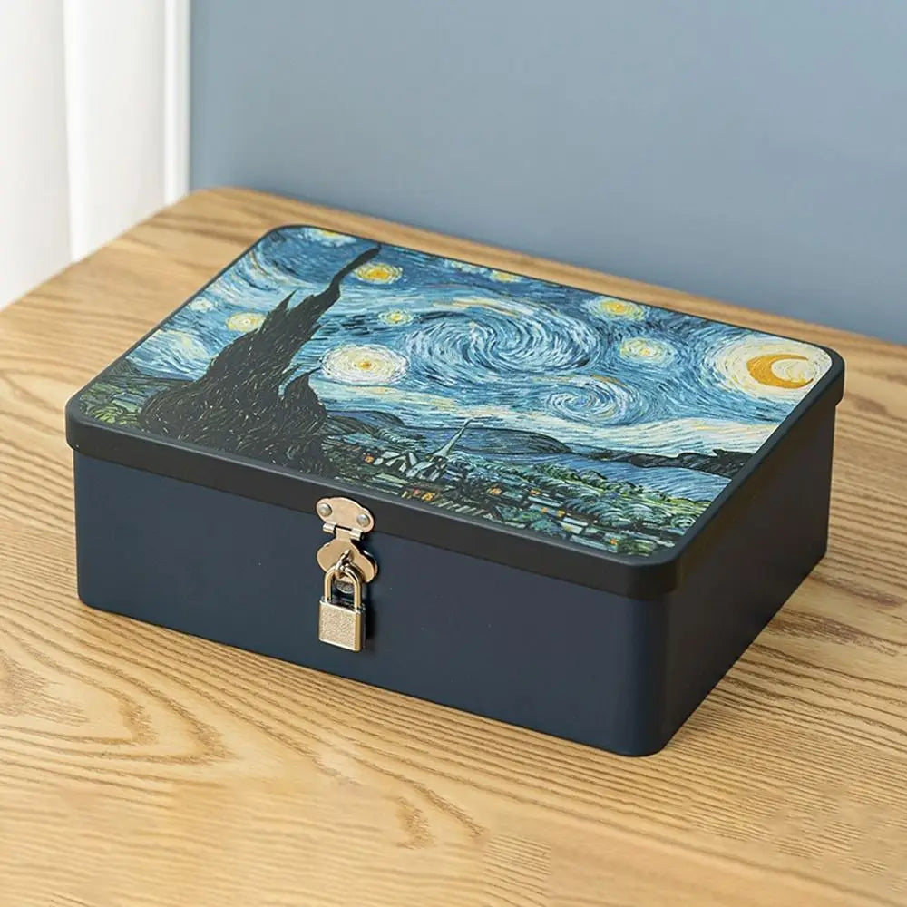 Tinplate Storage Box with Password Lock – Desktop Organizer