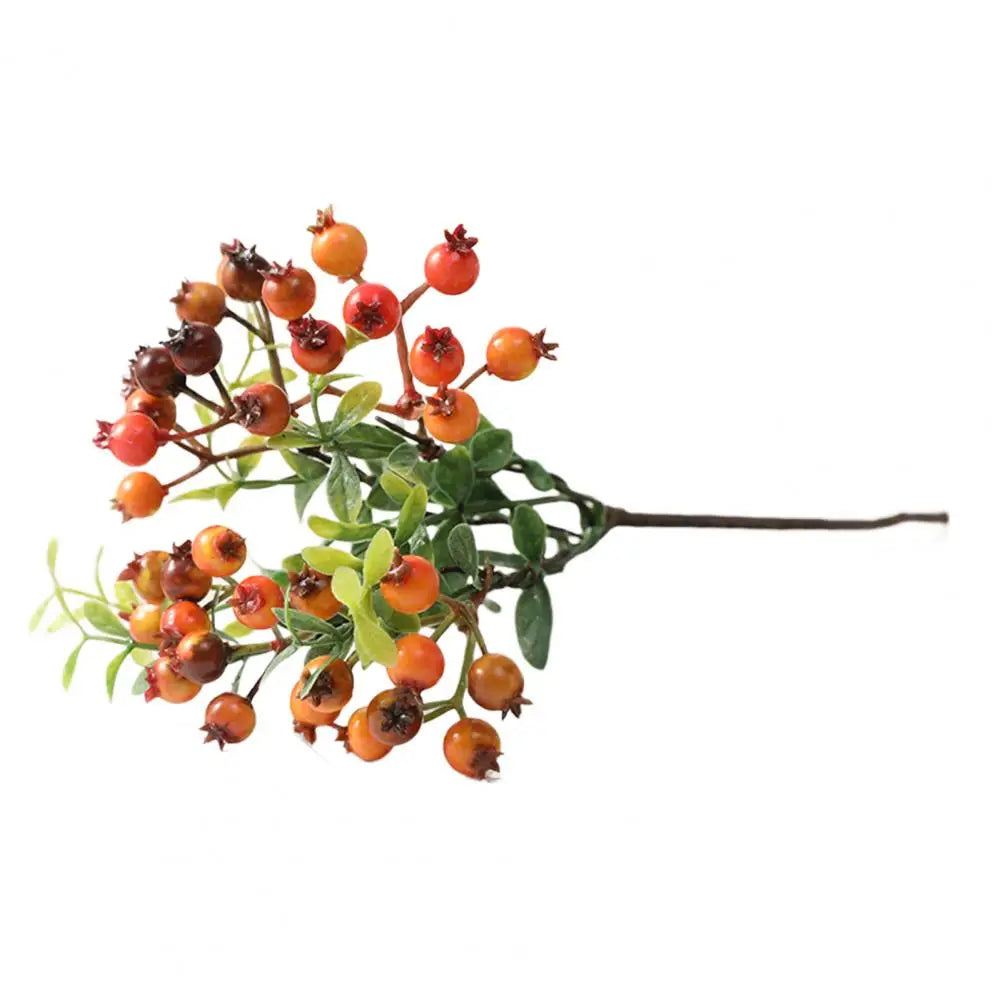 Artificial Blueberry Berry Branch Stem | Fake Floral Decor Prop Artificial Floral Branch Nixie Orange