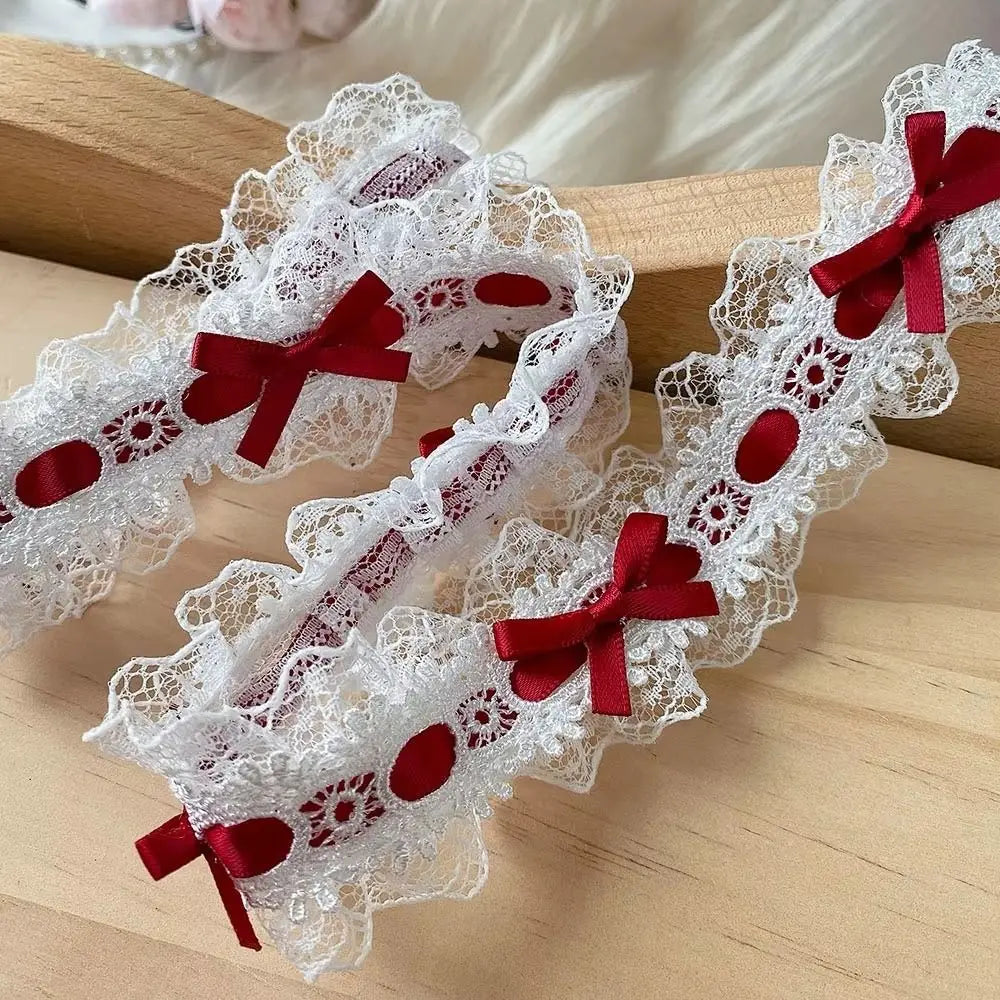 1 Yard Pleated Lace Trim Ribbon – Bow Ruffle Fabric Edge Lace Trim Ribbon Nixie