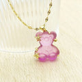 Resin Bear Lip Chain Necklace | Cubic Zirconia Gold Women