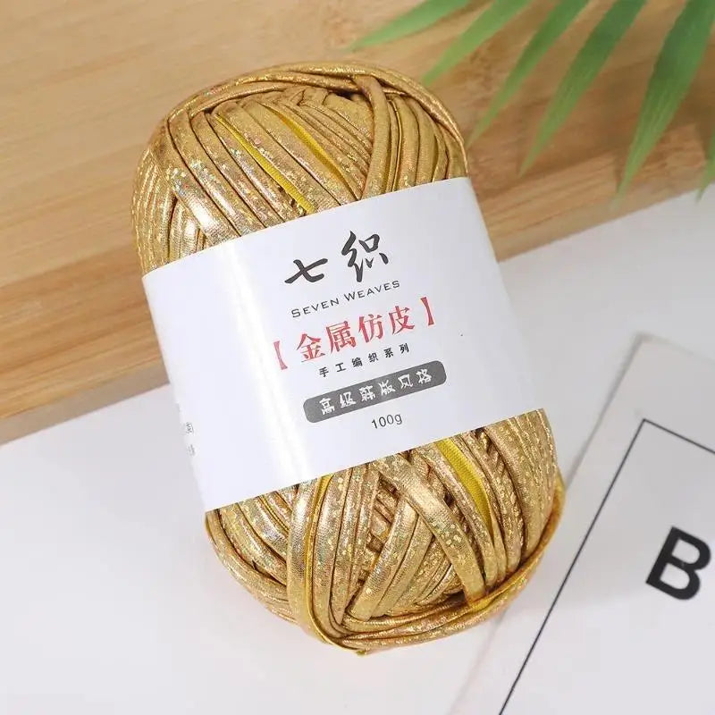Cracked Metallic Flat Yarn 100g – Holographic Crochet & Knit Yarn Metallic Craft Yarn Nixie