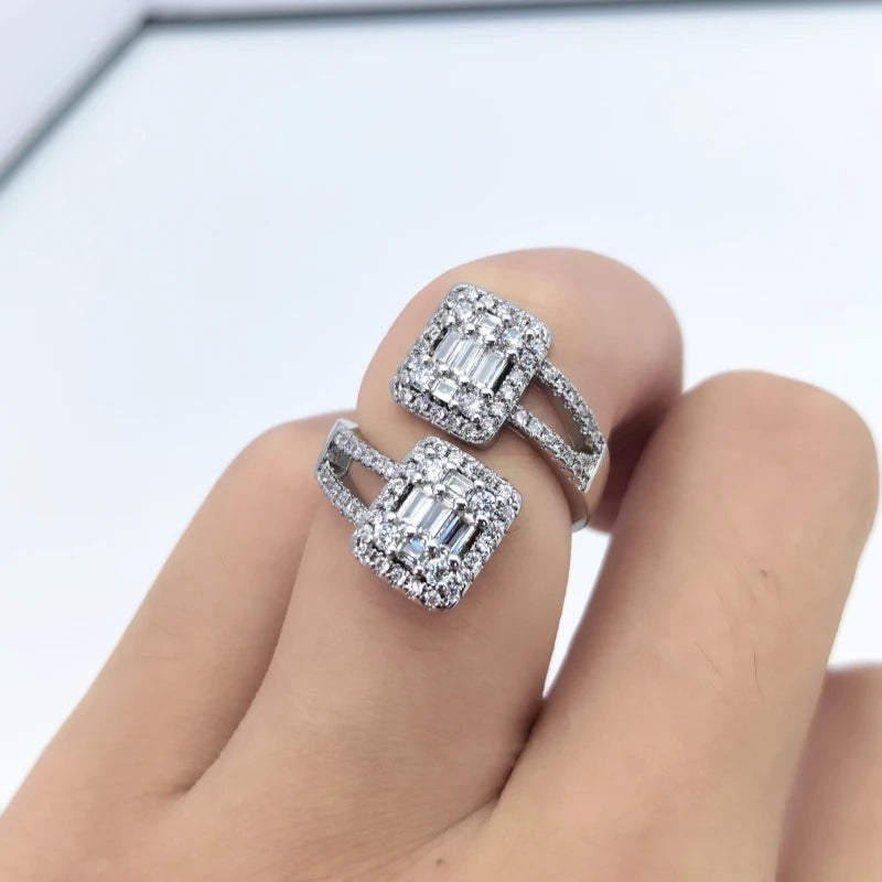 Full Diamond Geometric Open Ring | Unisex Zircon Fashion Ring Fashion Ring Nixie