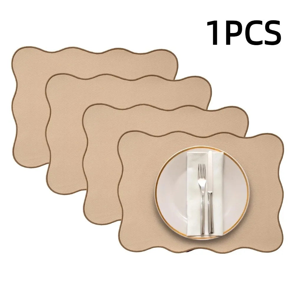 Nordic Lace Edge Waterproof Placemat | Oil-Proof Heat-Resistant Dining Placemat Nixie Coffee 33-45cm