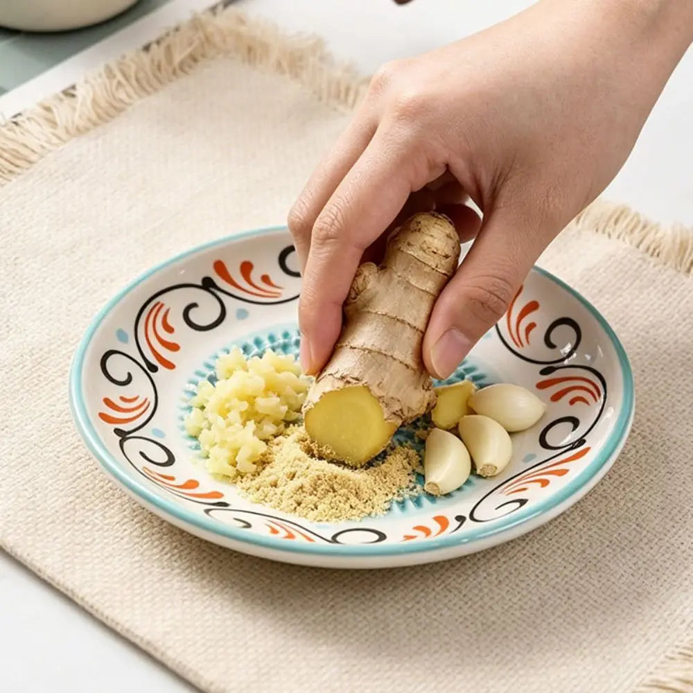 Ceramic Ginger Grater Round Plate – Multi-Purpose Kitchen Tool
