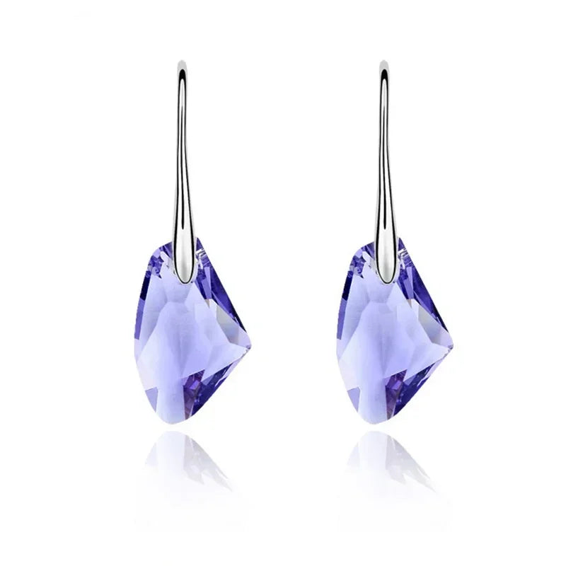 Women's Silver Crystal Teardrop Hook Drop Earrings | Gift Drop Earrings Nixie