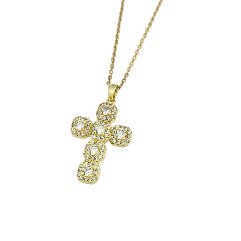 Women's Gold Cross Pendant Necklace | Stainless Steel Chain Cross Pendant Necklace Nixie
