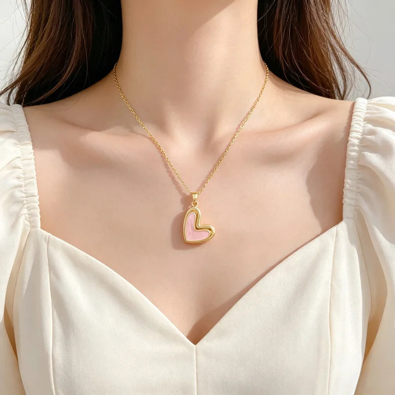 Luxury Heart Pendant Necklace | Gold Stainless Steel Choker Pendant Necklace Nixie