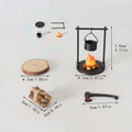 Fantasy Miniature Campfire & Teapot Resin Sculpture Decor Miniature Sculpture Nixie A