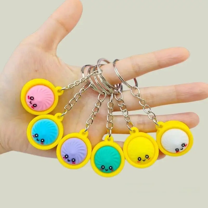 Kawaii Steamed Bun Keychain Soft PVC Cute Smile Bag Charm Novelty Keychain Charm Nixie