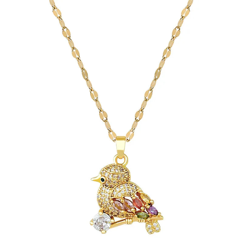 Crystal Bird Pendant Necklace – Gold Plated Clavicle Chain Pendant Necklace Nixie