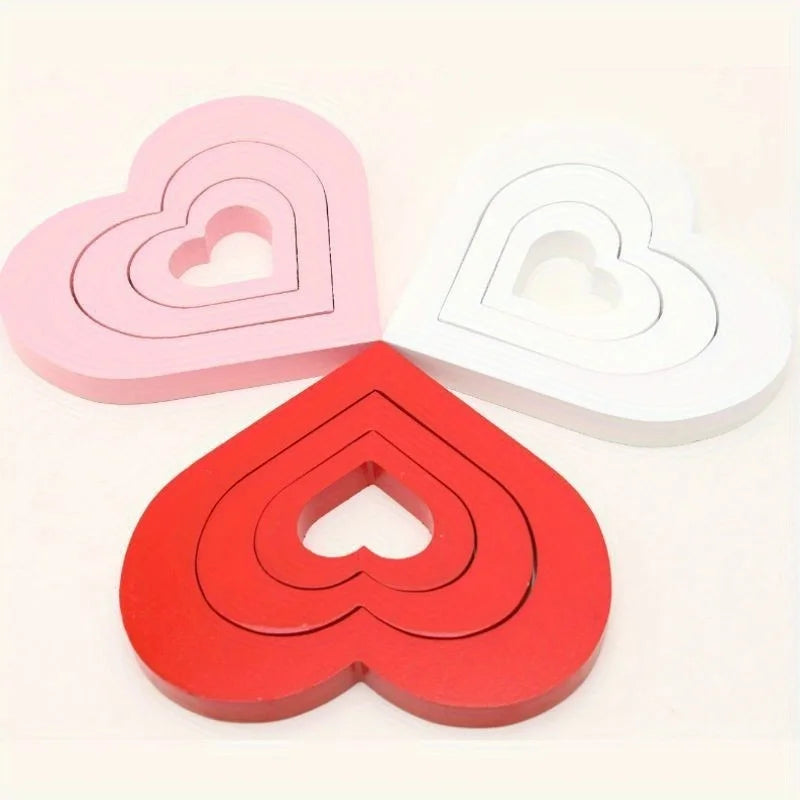 3Pcs White Heart Shaped PVC Decorations – Minimalist Décor Home Decoration Set Nixie