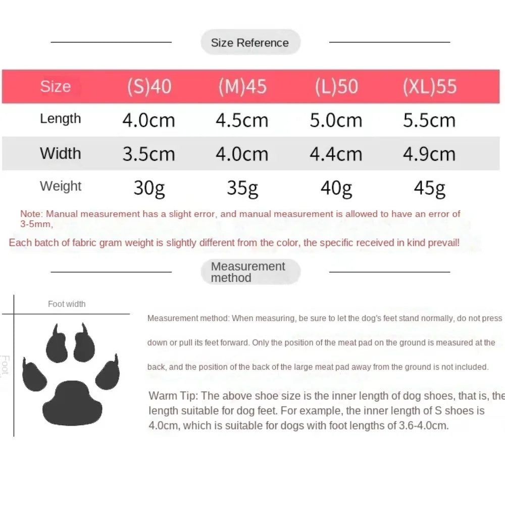 4pcs Suede Velvet Winter Dog Shoes Anti-Slip Warm Pet Boots Pet Boots Nixie