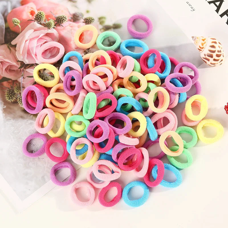 100pcs Mini Elastic Hair Ties Multicolor – Gentle & Secure Elastic Hair Ties Nixie
