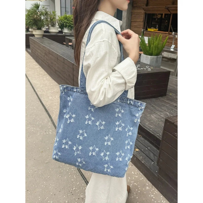 Nixie Star Denim Shoulder Bag – Women's Work & College Tote