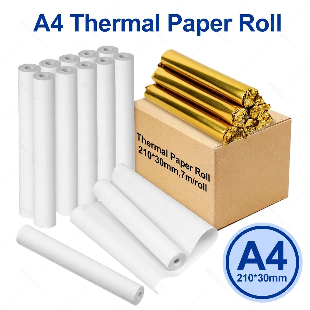 PeriPage A4 Thermal Paper Rolls 210mm BPA-Free – 7M Per Roll Thermal Paper Rolls Nixie