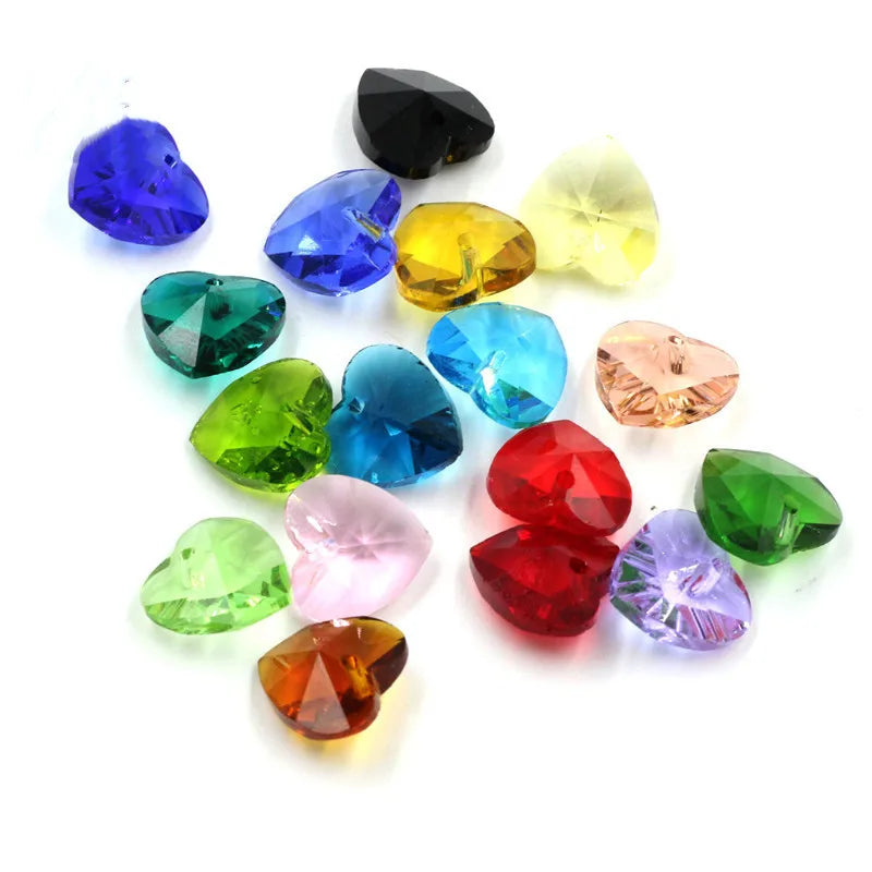 Crystal Heart Pendants & Faceted Glass Beads for DIY Jewelry