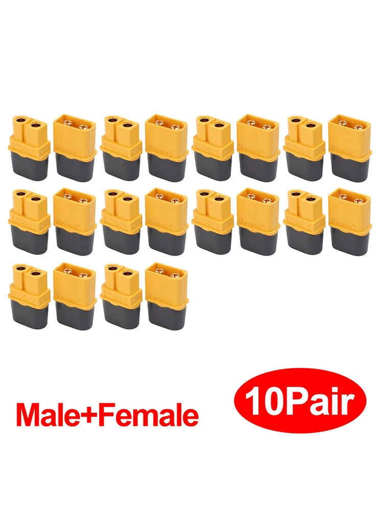 10 Pair XT60H Upgrade Bullet Connectors Male Female Plugs w/ Sheath