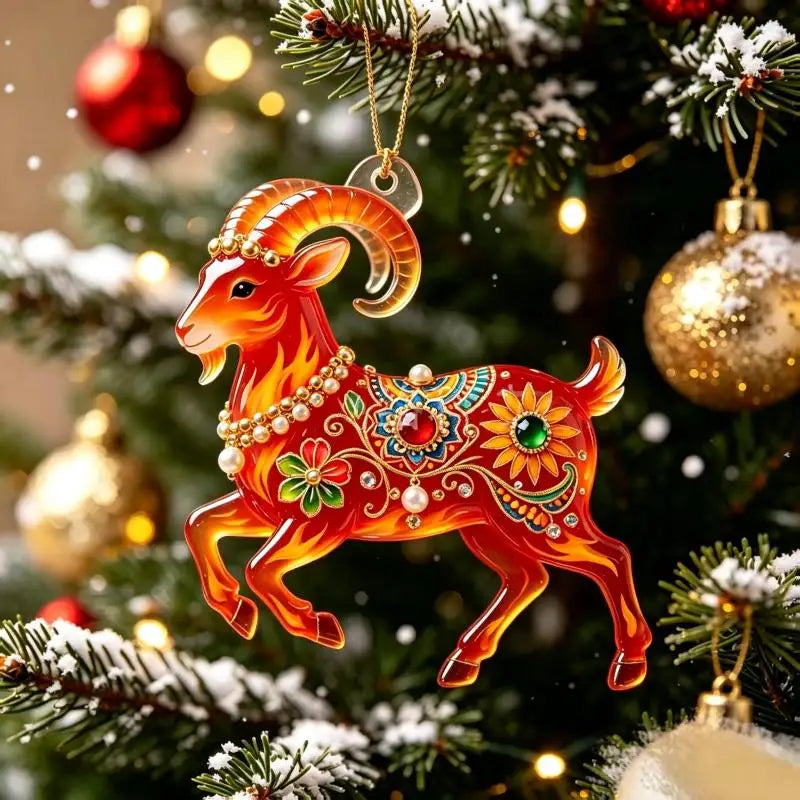 Acrylic Goat Christmas Ornament | Farmhouse Xmas Tree Pendant
