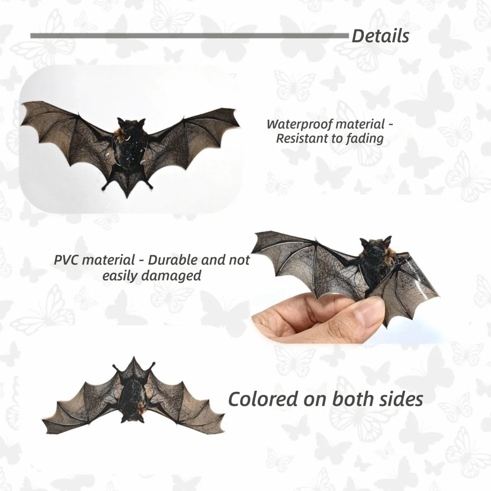 12PCS 3D Bat Wall Stickers Waterproof PVC Reusable Halloween Decals Wall Stickers Nixie