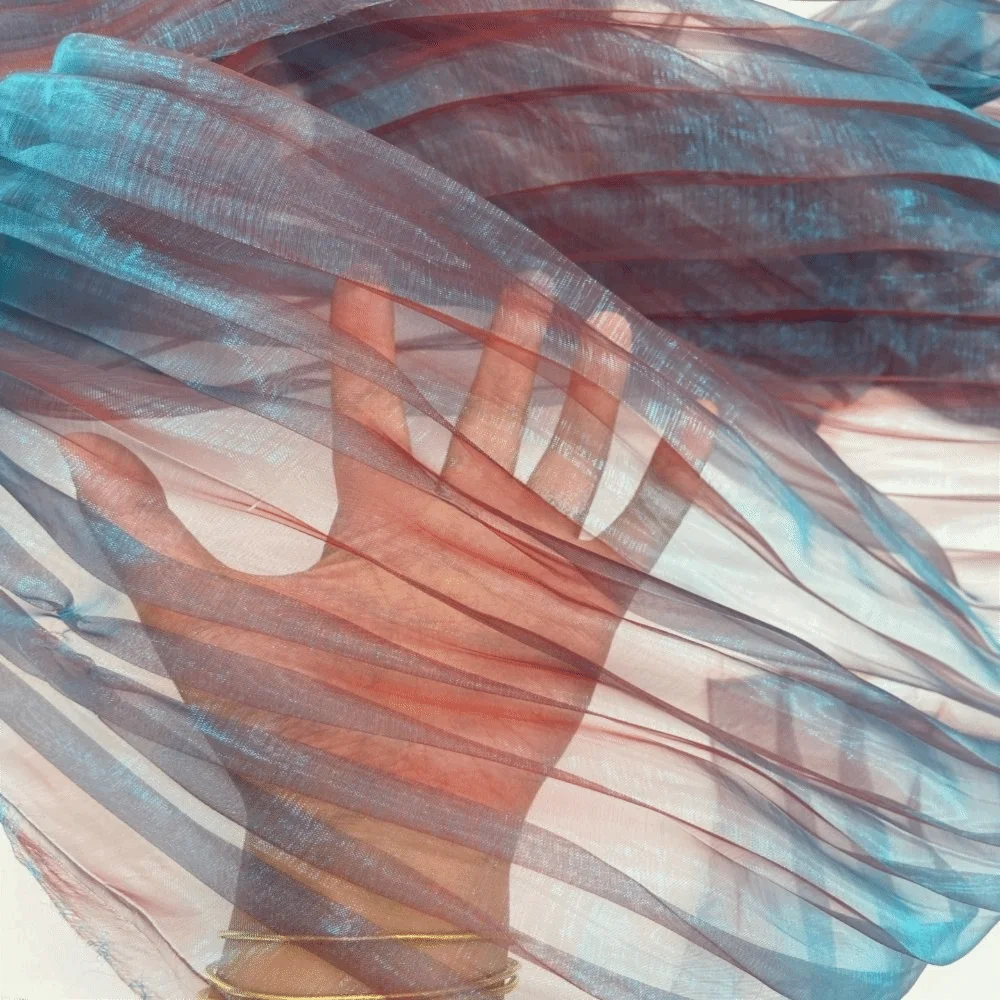 Pleated Organza Fabric 150cm x 1 Yard – Two-Color Gradient DIY