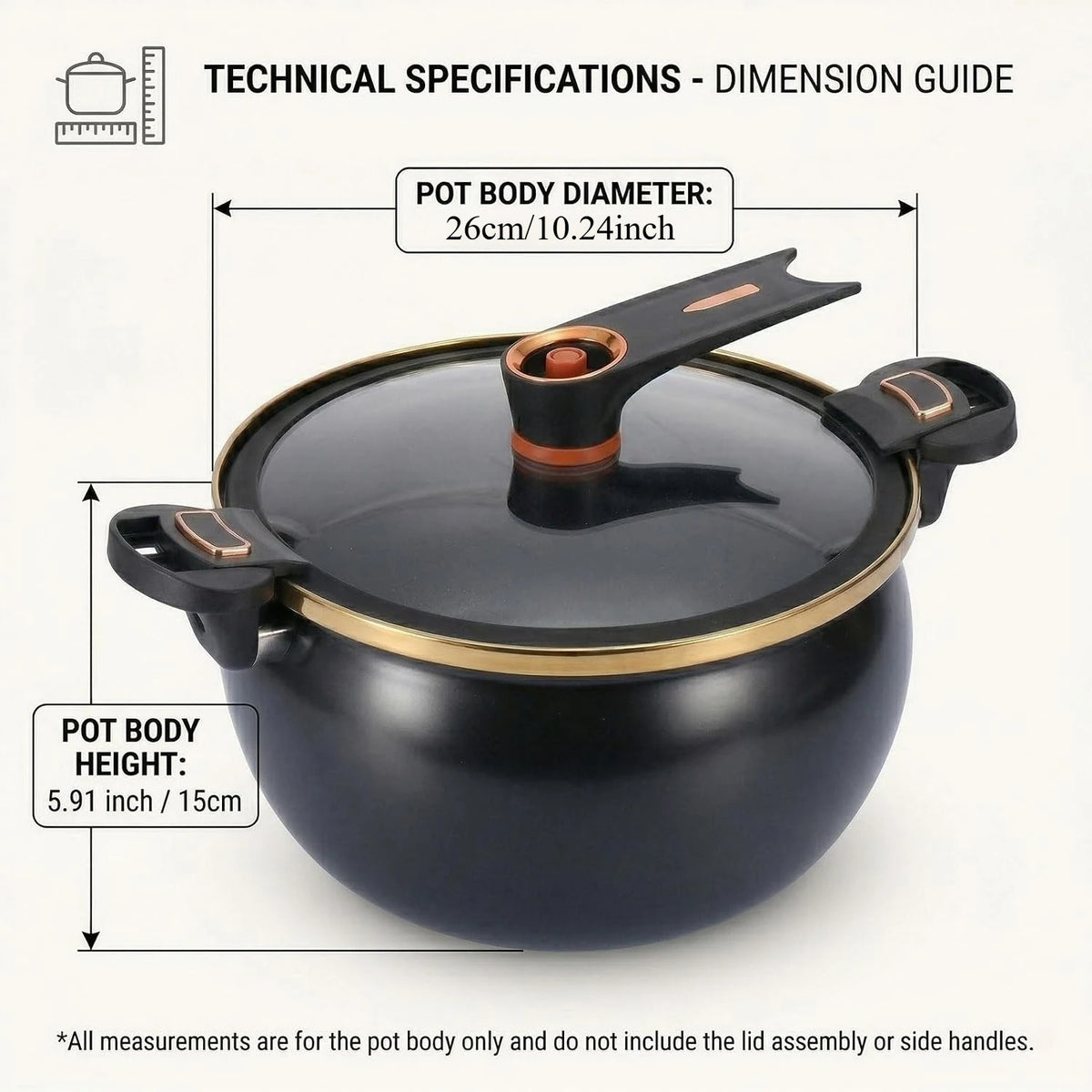 FEB.WIND 8L Cast Iron Ceramic Soup Pot – Gas & Induction Ceramic Soup Pot Nixie