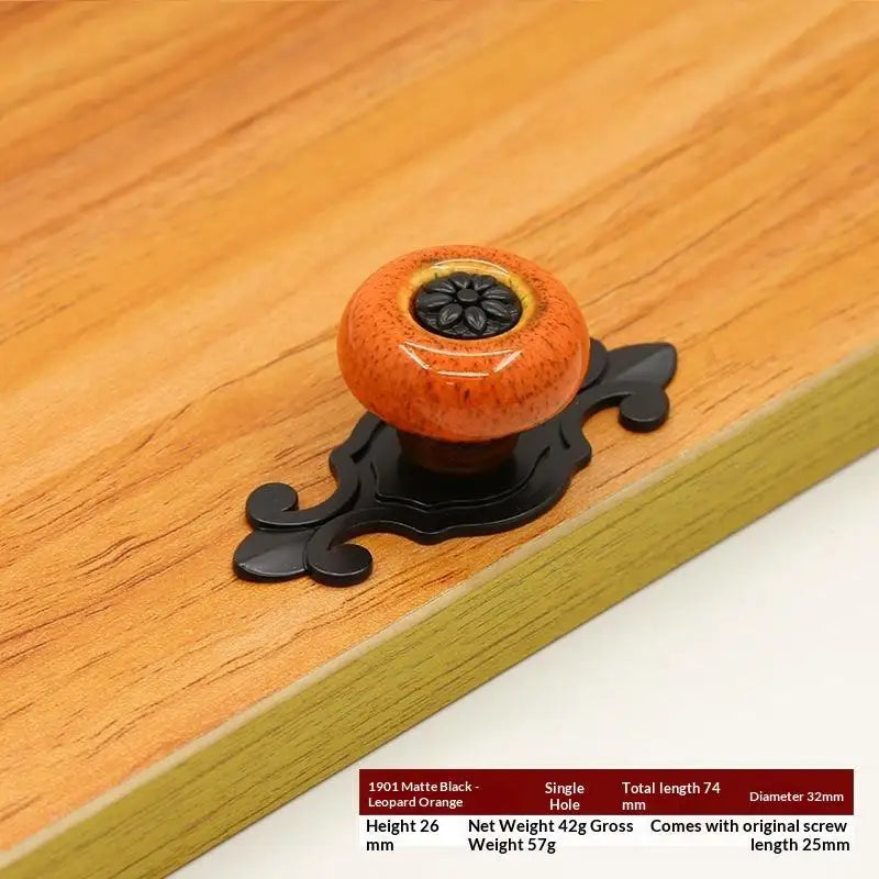 Antique Bronze Ceramic Flower Cabinet Knob | Ethnic Style Cabinet Drawer Knob Nixie A7