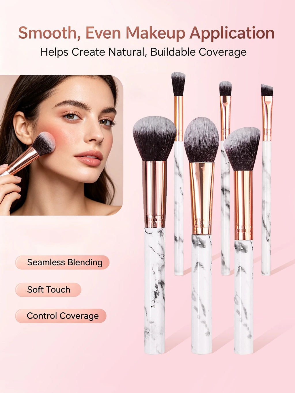 10-Piece Makeup Brush Set with Powder Puff & Sponge Makeup Brush Set Nixie