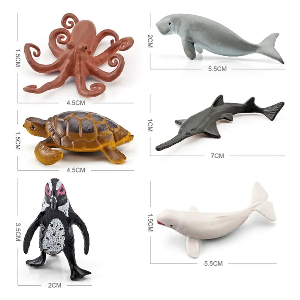 12PCS Miniature Ocean Animal Figurines – Sea Creature Models Animal Figurine Set Nixie