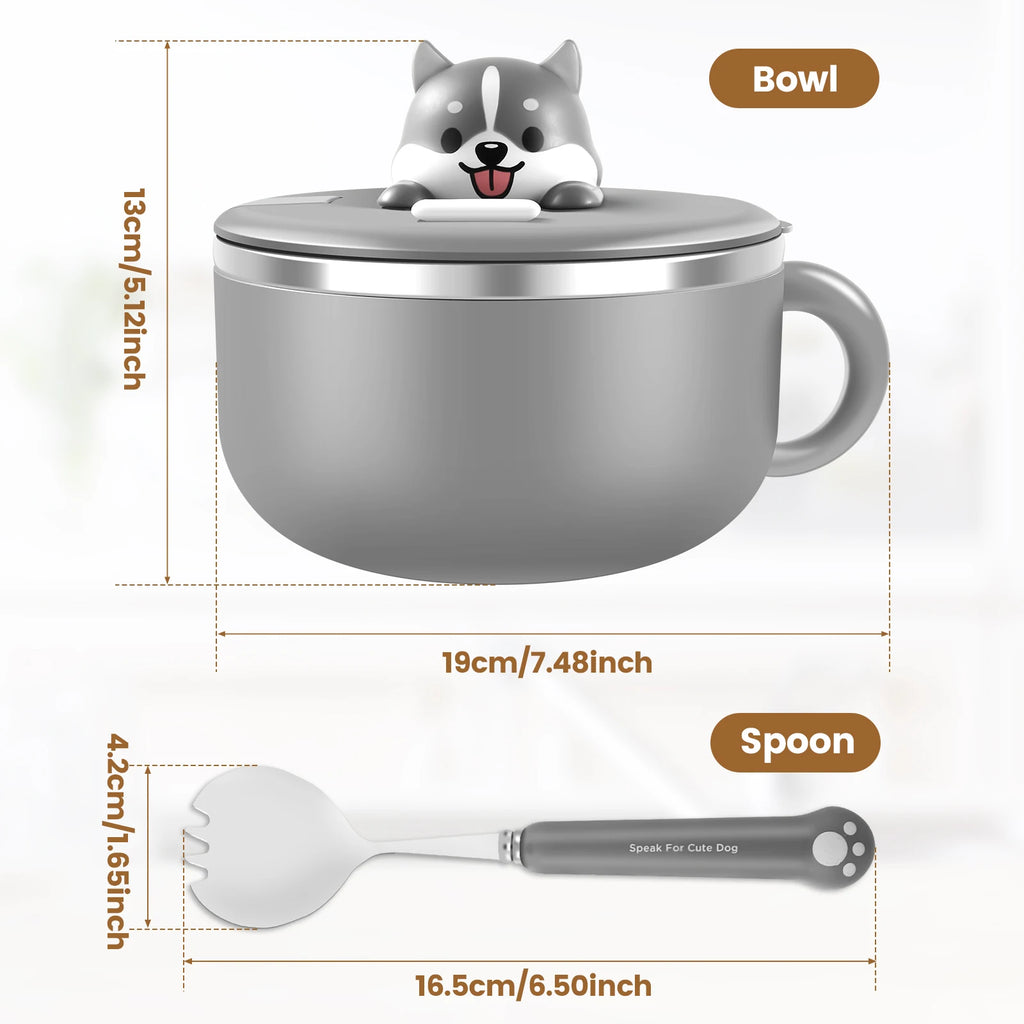 1200ml Stainless Steel Ramen Bowl with Lid, Spoon & Fork Insulated Ramen Bowl Nixie