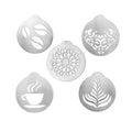 5-Piece Stainless Steel Latte Art Stencils & Cappuccino Templates Coffee Decorating Stencils Nixie 5pcs silver