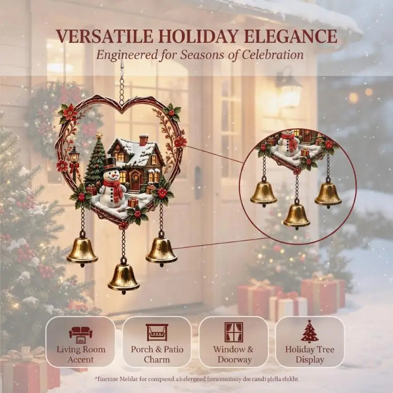 Christmas Wind Chime Acrylic Heart Ornament with 3 Bells Christmas Wind Chime Nixie