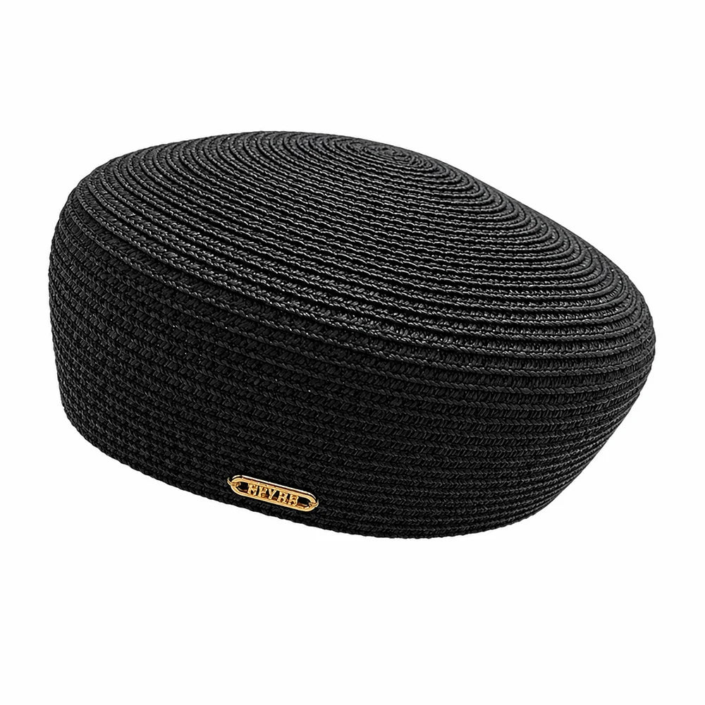 Women's Straw Pillbox Hat – Vintage Structured Brimless Dress Hat Straw Pillbox Hat Nixie Black