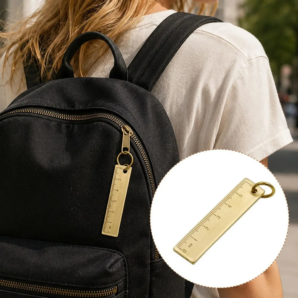 6cm Mini Brass Ruler Keychain – Compact Metal Pocket Ruler Ruler Keychain Nixie