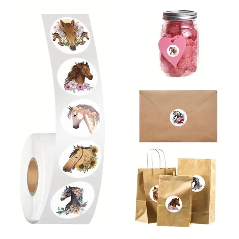 500pcs Kawaii Animal Flower Cartoon Sticker Roll – DIY Decals Decorative Sticker Roll Nixie