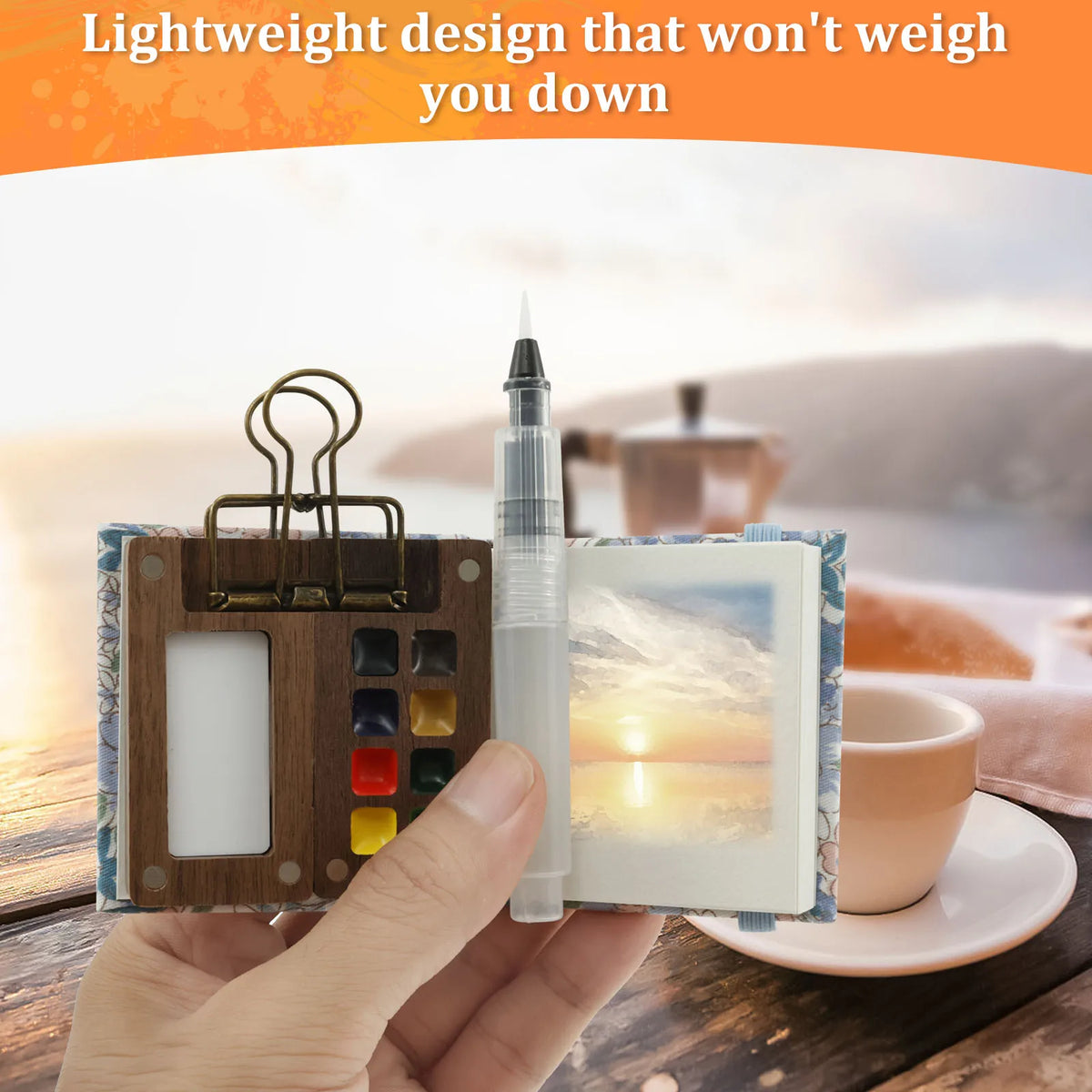 Mini Travel Watercolor Palette Set – 8 Grid Wood Paint Kit