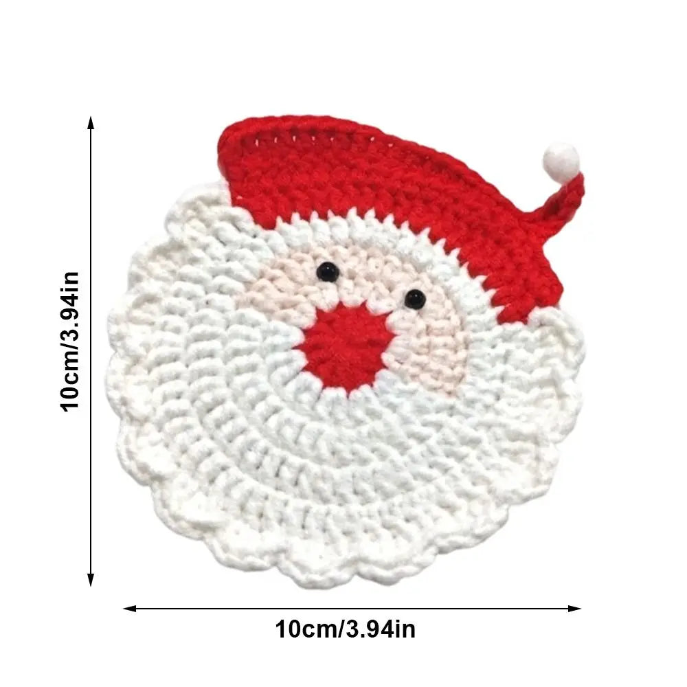 Hand-Knitted Christmas Crochet Coaster | Gingerbread Man Cup Mat Crochet Coaster Nixie