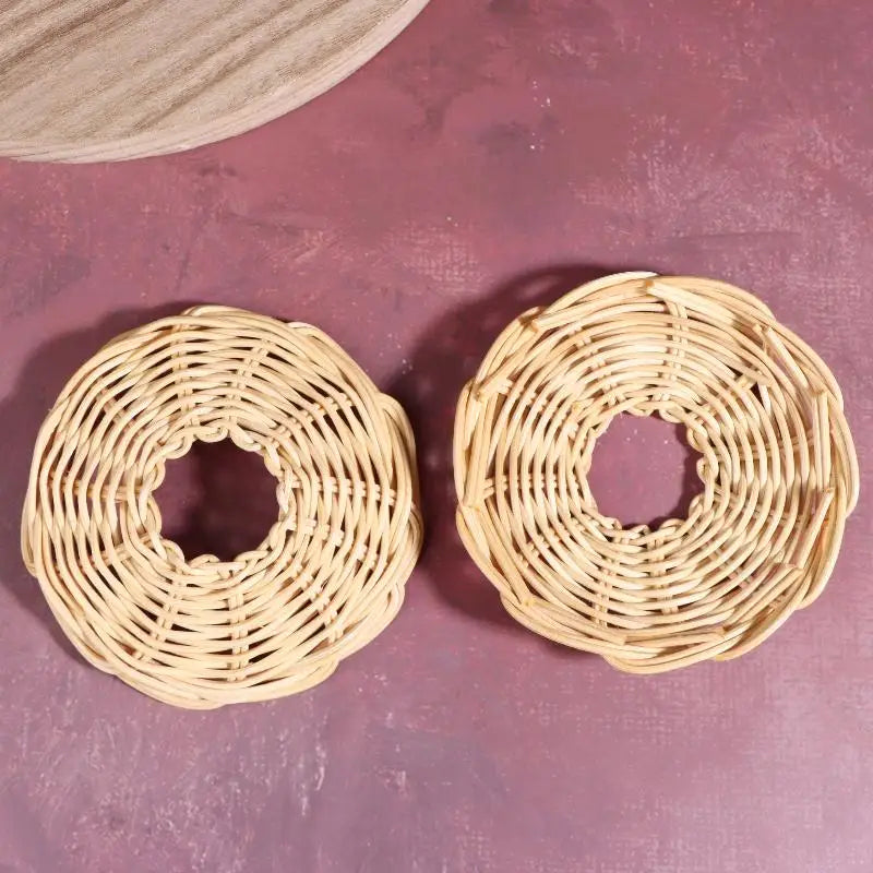 Handwoven Rattan Pendant Lampshade Vintage Basket Style – 2 Pack Rattan Lampshade Nixie