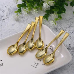 24PCS Gold Disposable Plastic Flatware – Mini Spoons & Forks Set