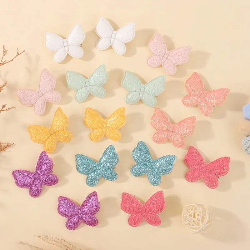 16pc Girls Butterfly Bow Hair Clips – Rainbow Sequin Barrettes Set Kids Hair Clips Nixie