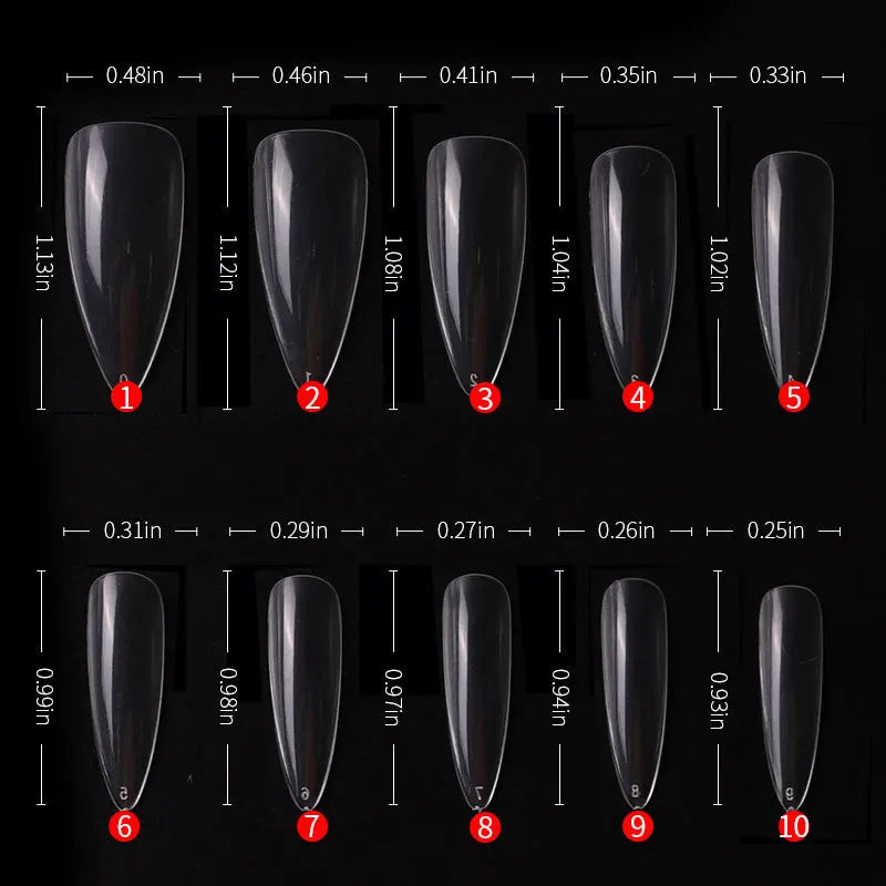 500PCS Clear Acrylic Press On Nails – Almond Stiletto Coffin Tips Acrylic Nail Tips Nixie