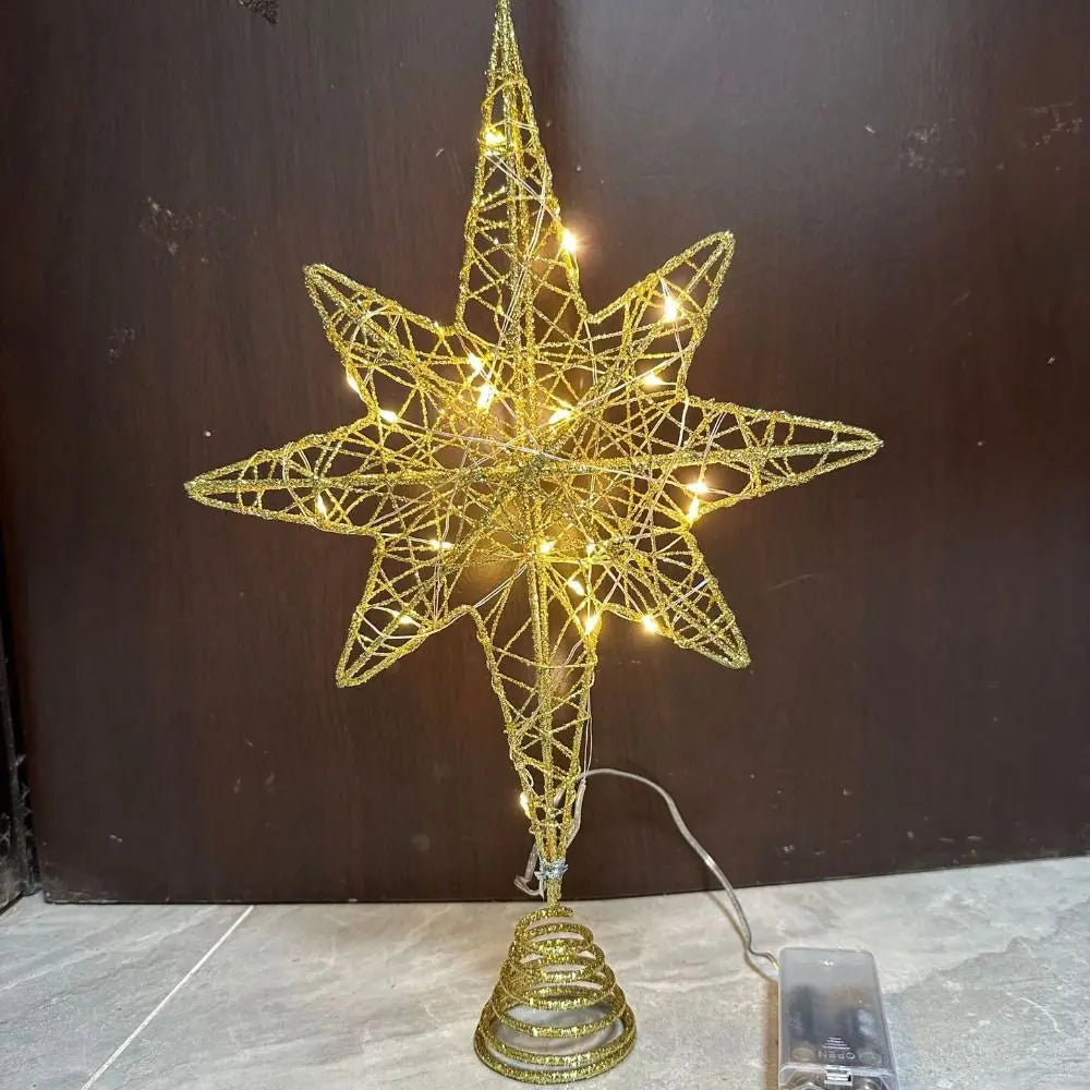 LED Star Christmas Tree Topper Glitter Iron Light Up Décor
