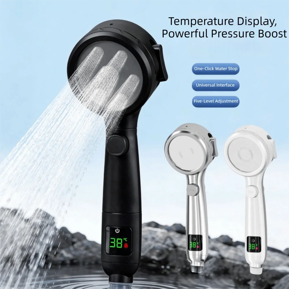 High Pressure Handheld Shower Head LED Temperature Display