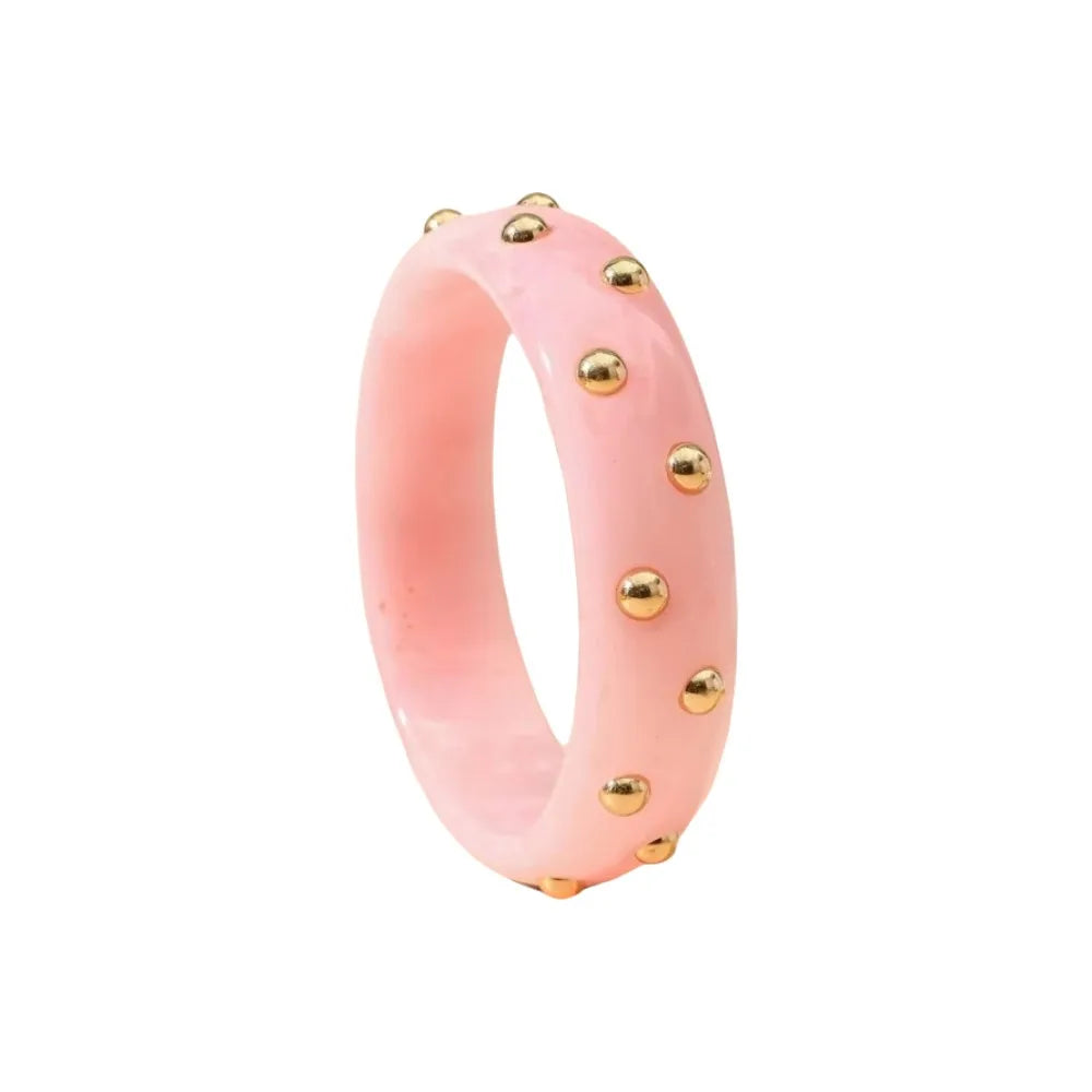 Punk Chunky Resin Bangle with Gold Bead Inlay | Wide Acrylic