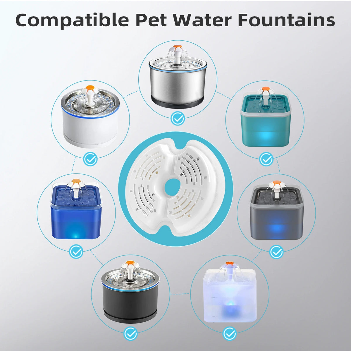 Cat Water Fountain Activated Carbon Filters – 4/8/12 Pack